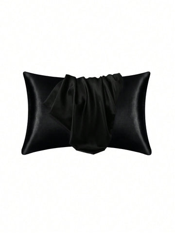 1pc Satin Solid Color Pillowcase, Soft Pillow Cover With Envelope Closure For Bedroom, Bedding Supplies