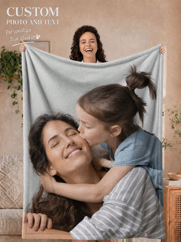 1pc Customized Photo Blanket, Personalized Photo Blanket, Family Photo, Pet Photo, Couple Photo Customization, Mother's Day, Father's Day, Valentine's Day, Office Nap Blanket, Private Customized Blanket, Holiday Blanket, Gift For Mom/Dad